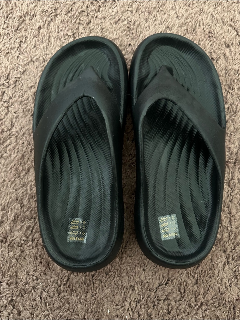 Black Slip-On Foam Flip Flop Sandals